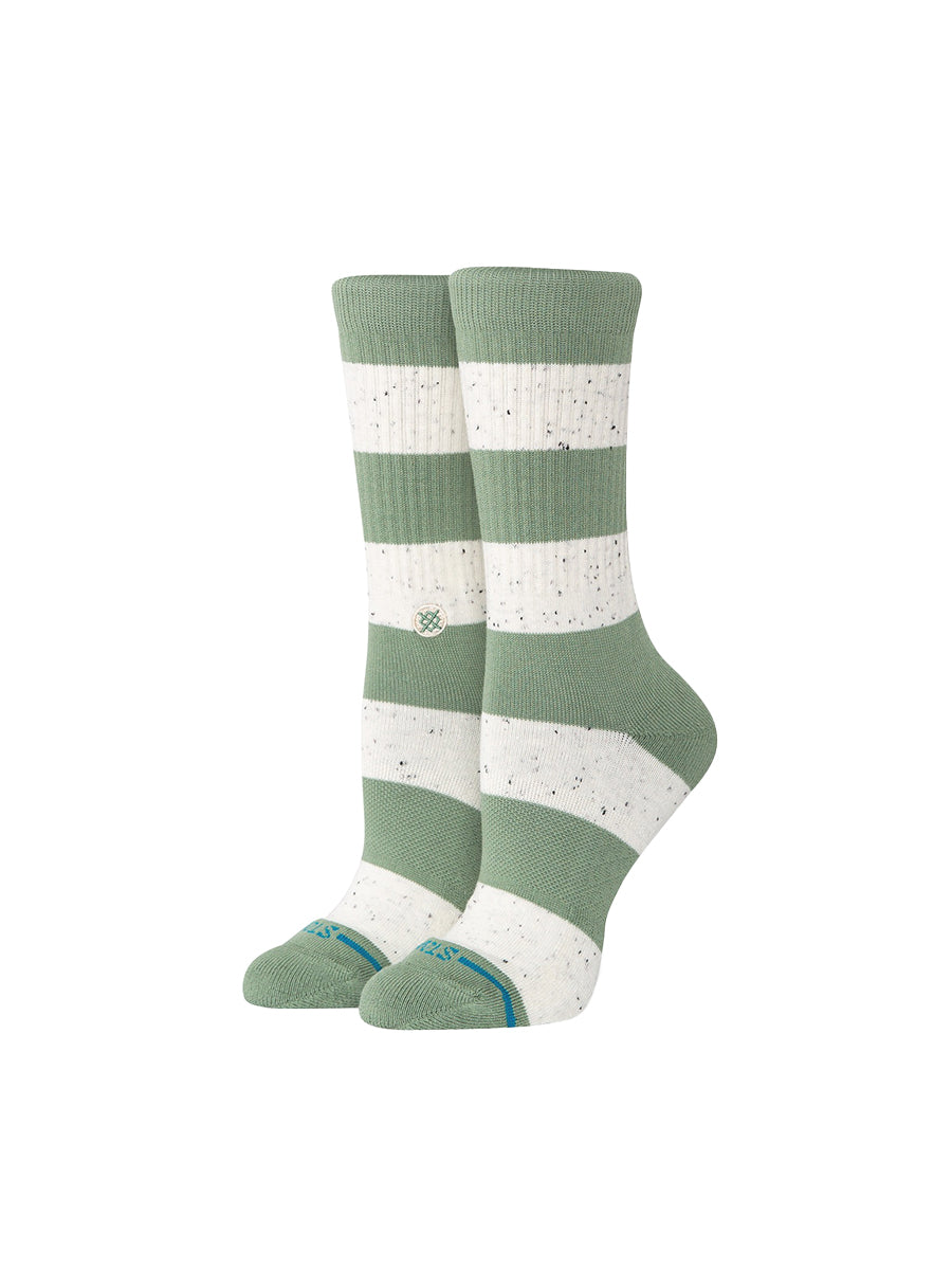 Women's Nep Stripe Crew Socks - Green