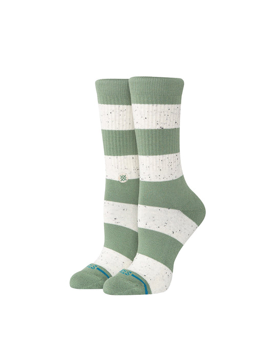 Women's Nep Stripe Crew Socks - Green