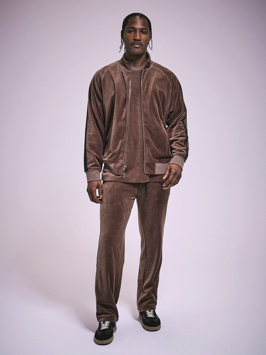 Velour Track Jacket - Bark