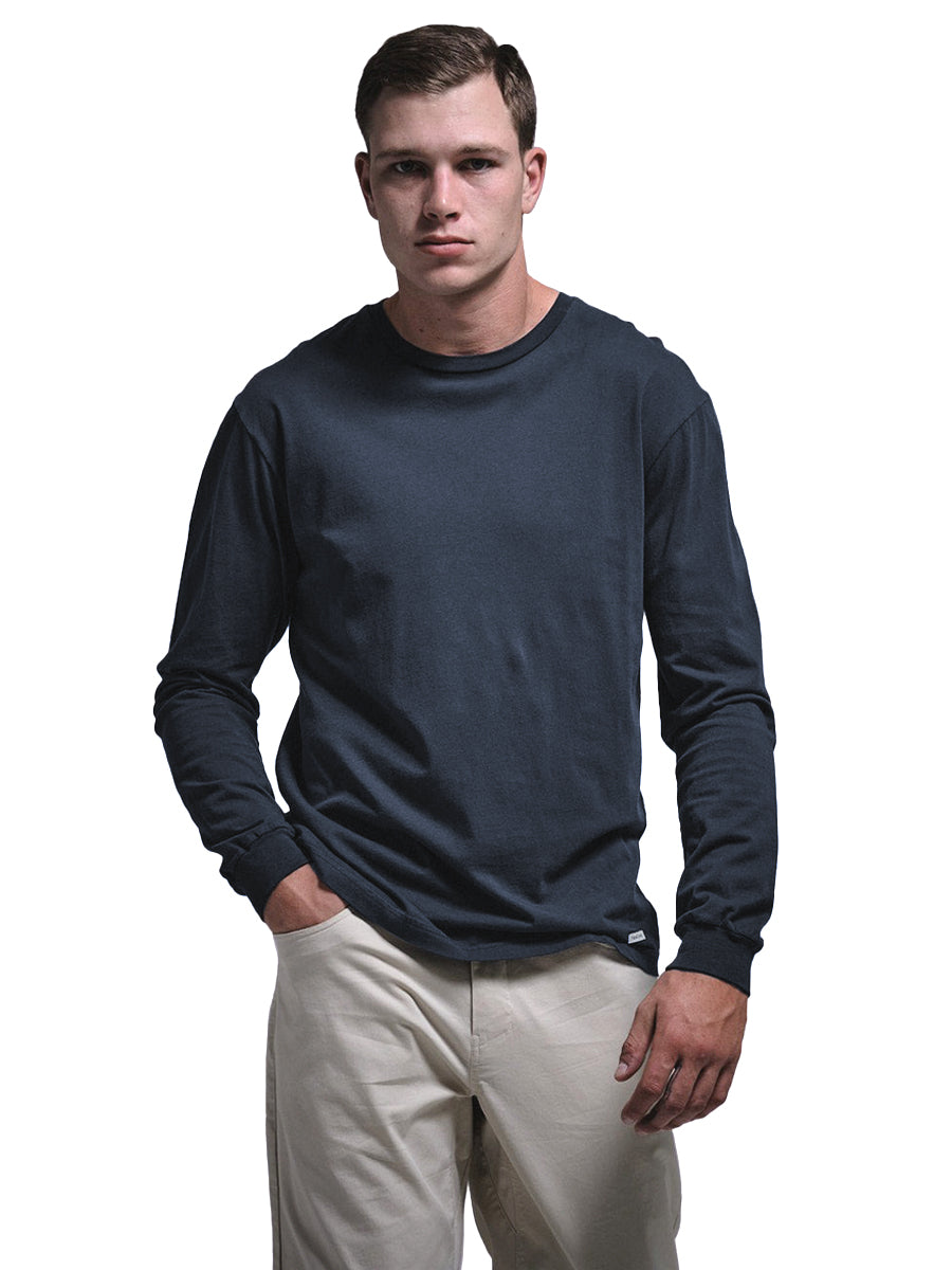 Woven Label Soft Long Sleeve Tee - Navy
