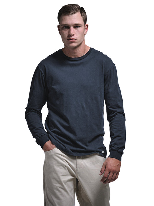 Woven Label Soft Long Sleeve Tee - Navy