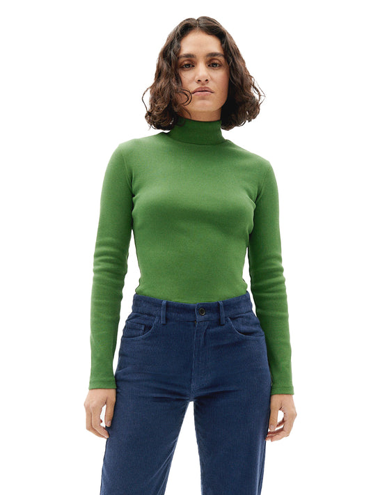 Aine Rib Top - Garden Green