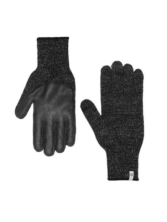 Ragg Wool Gloves - Black & Black Deerskin