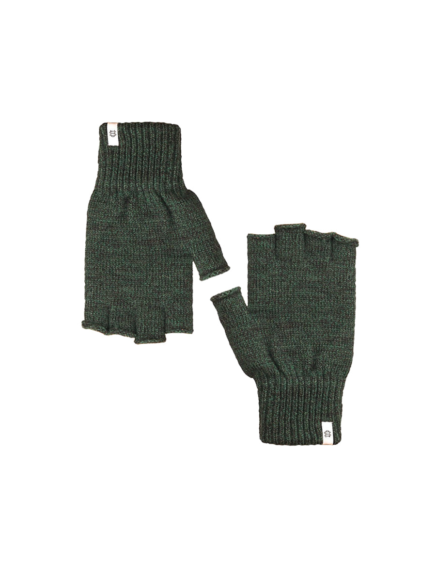 Ragg Wool Fingerless Gloves - Hunter Melange