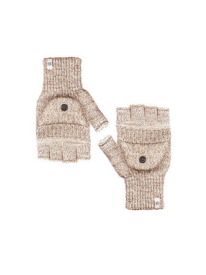 Ragg Wool Convertible Fingerless Mittens - Oatmeal