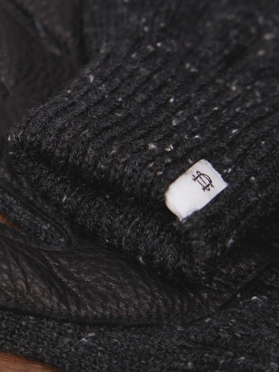 Ragg Wool Fingerless Gloves - Black Tweed