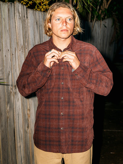 Rails Printed Cord Long Sleeve Shirt - Brick