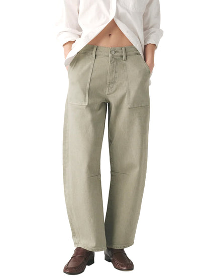 BNA Twill Soft-Curve Barrel Jeans - Laurel Green