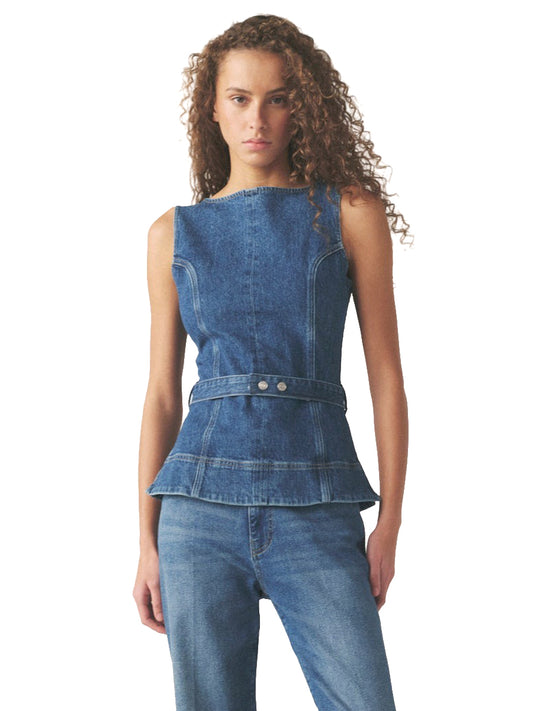 LGA Tailored Denim Top - Authentic Blues