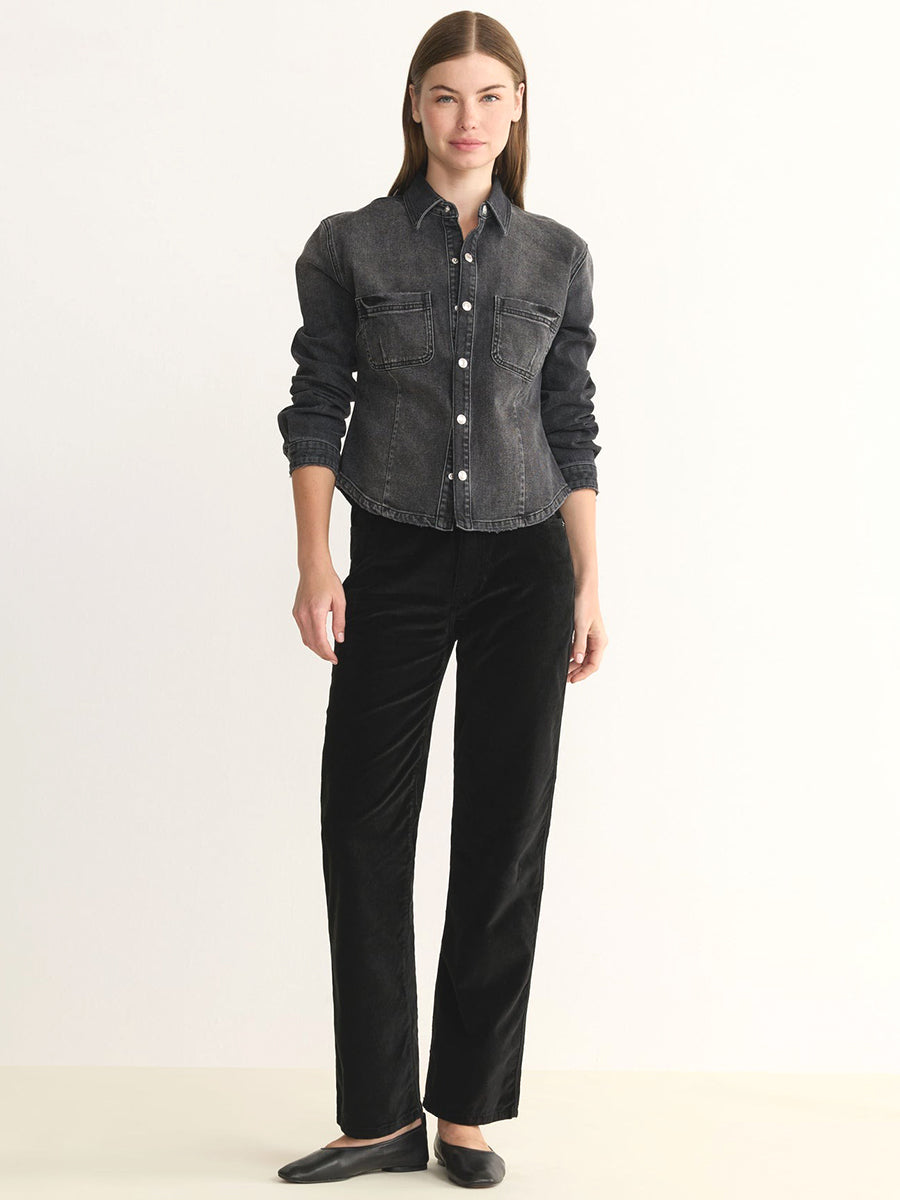 SAT 90's Straight Leg Velvet Jeans - Black