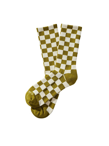 Checkerboard Crew Socks - Cactus & Cream