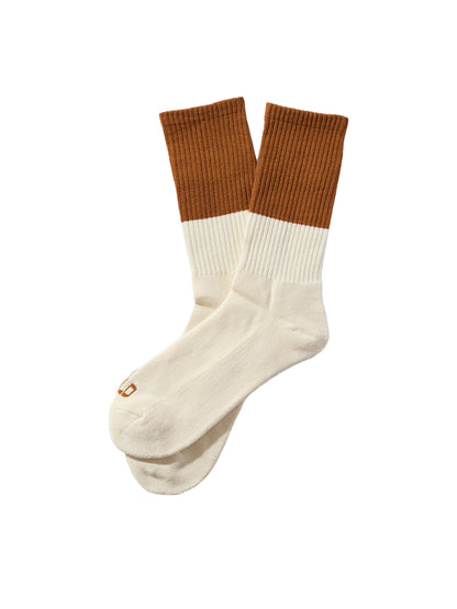 Color Block Crew Socks - Rust