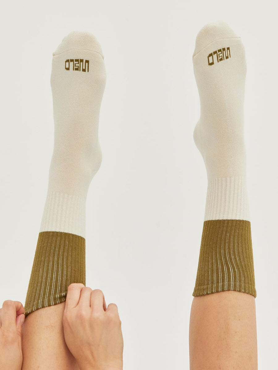 Color Block Crew Socks - Rust
