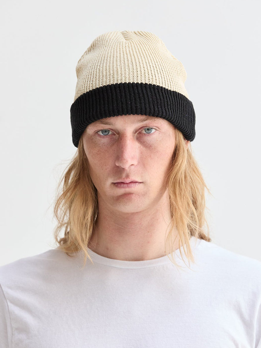 Two-Tone Slacker Beanie - Black