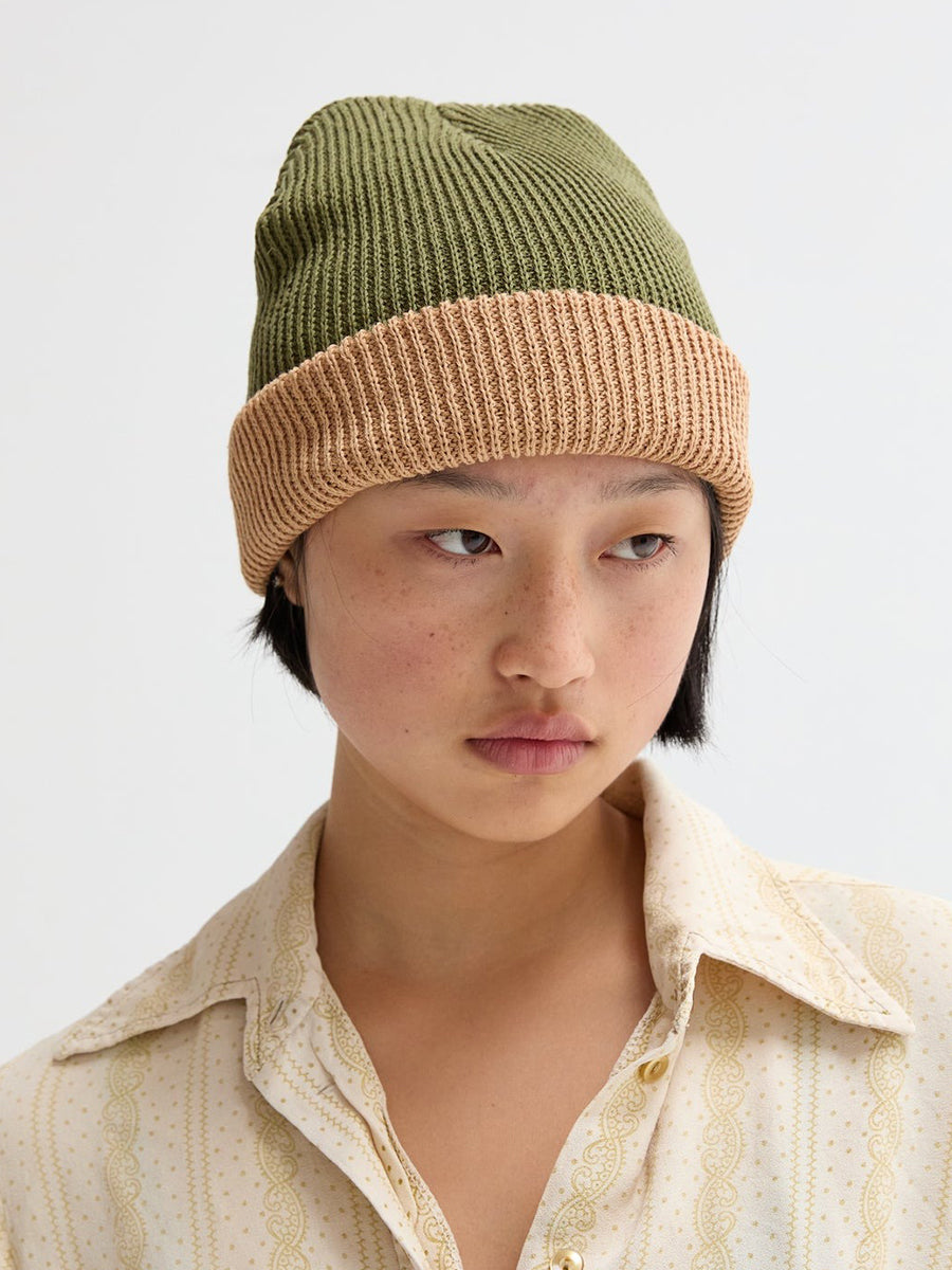 Two-Tone Slacker Beanie - Cactus & Beach