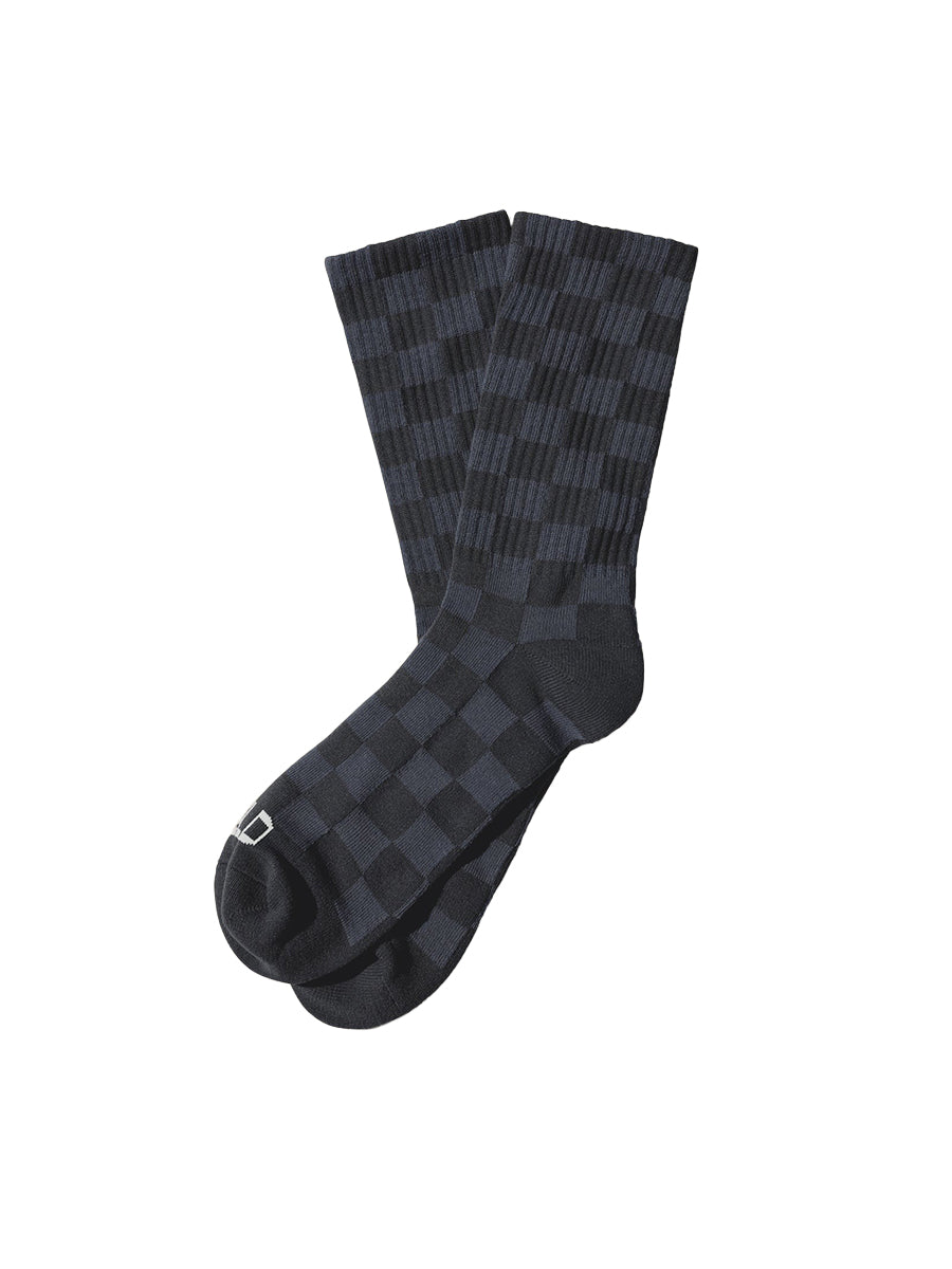 Tonal Checkerboard Crew Socks - Slate Blue