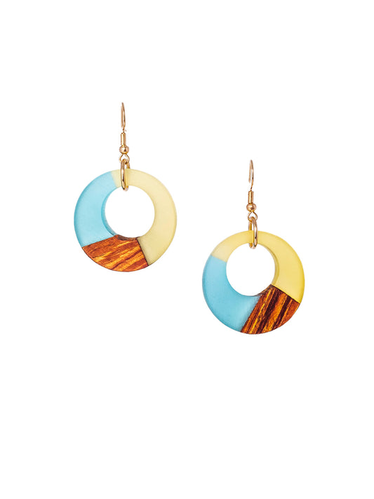 Adeline Open Circle Earrings - Blue & Yellow