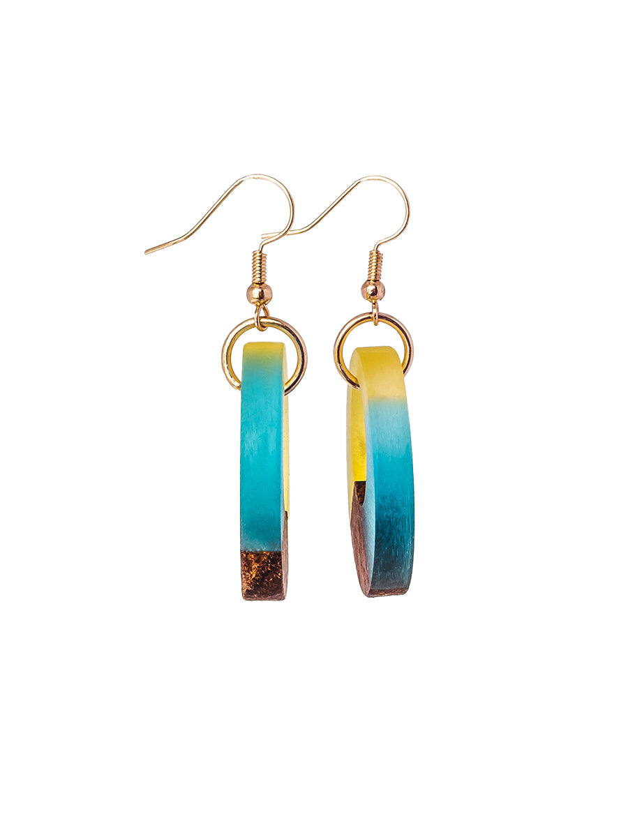 Adeline Open Circle Earrings - Blue & Yellow