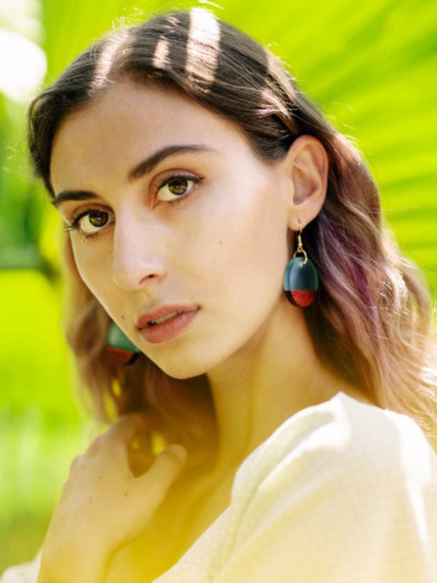 Aruba Circle Earrings - Teal