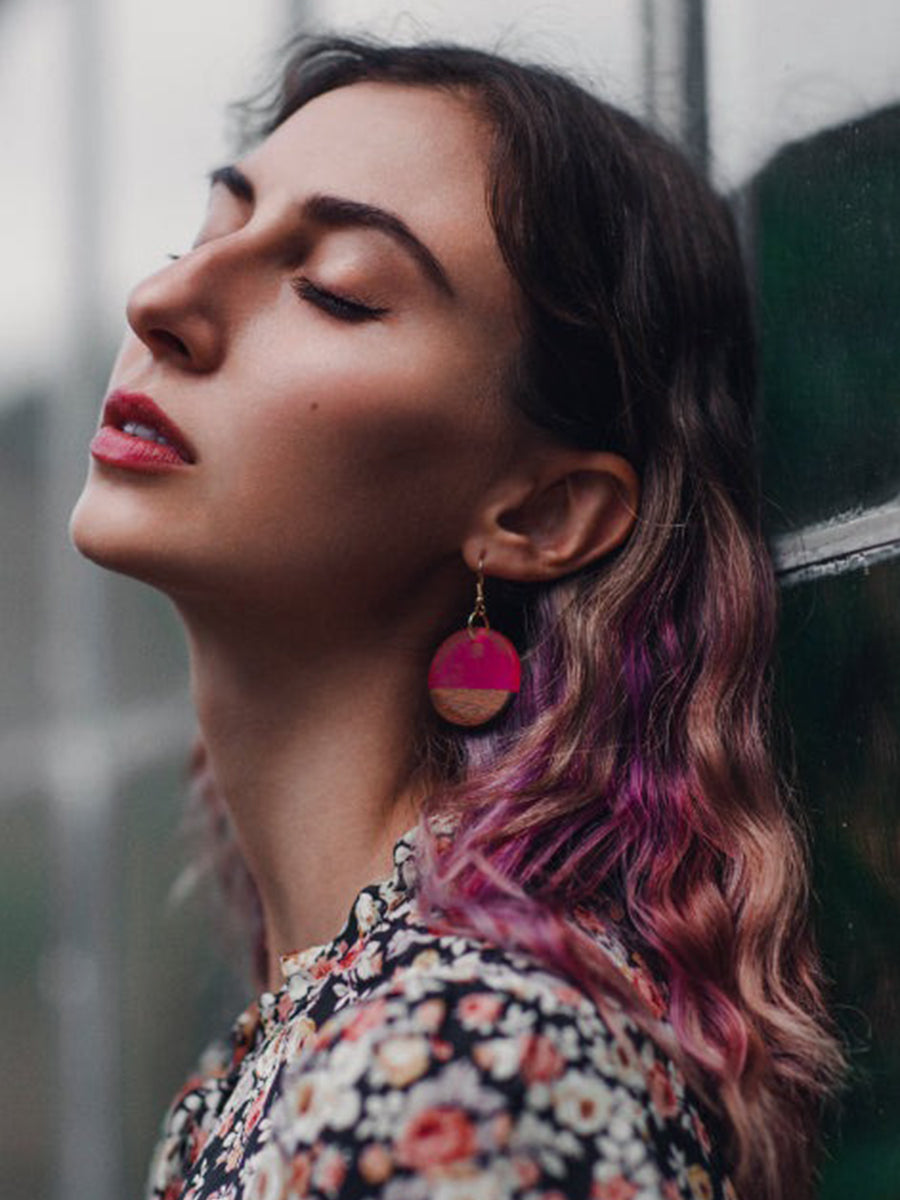 Ava Circle Earrings - Pink