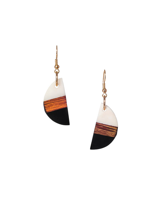 Dominique Half-Circle Earrings - Black & White