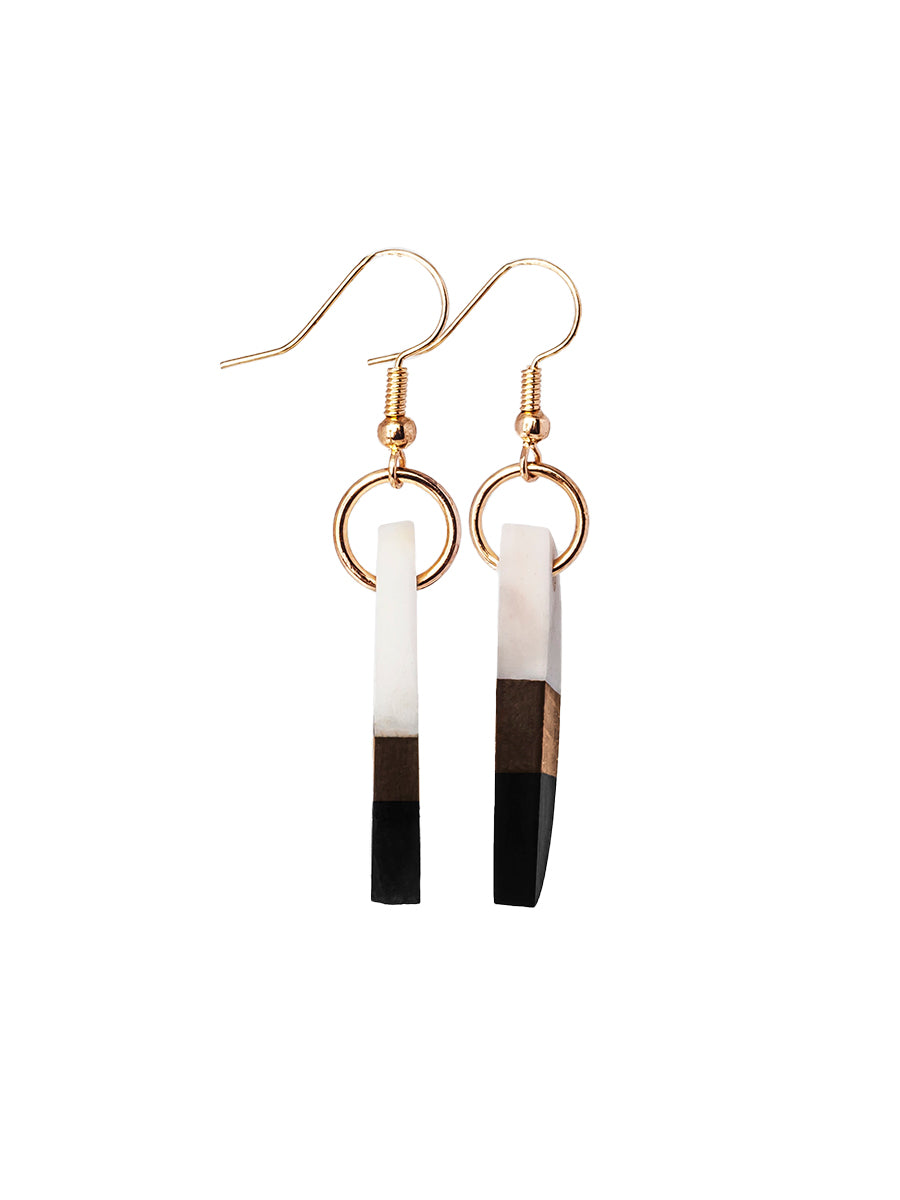 Dominique Half-Circle Earrings - Black & White