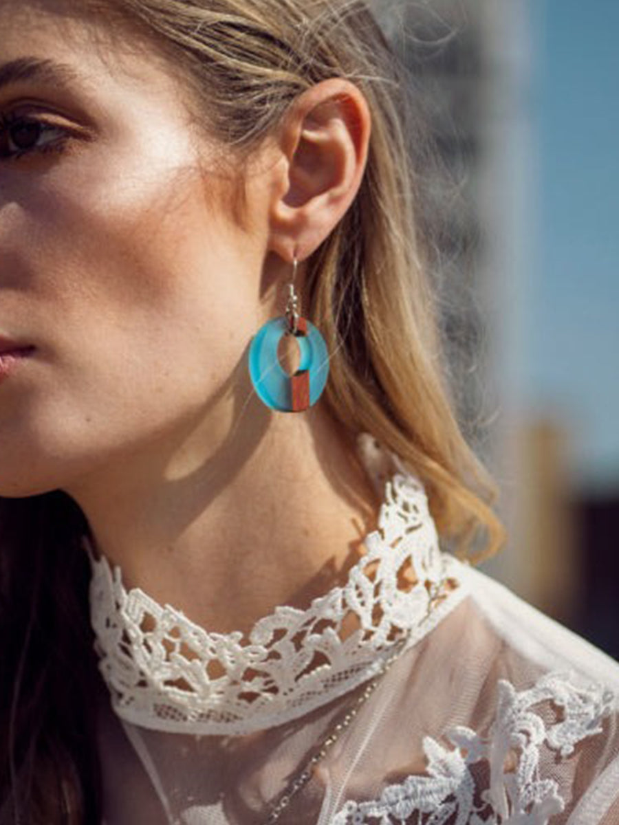 Eliana Open Circle Earrings - Teal