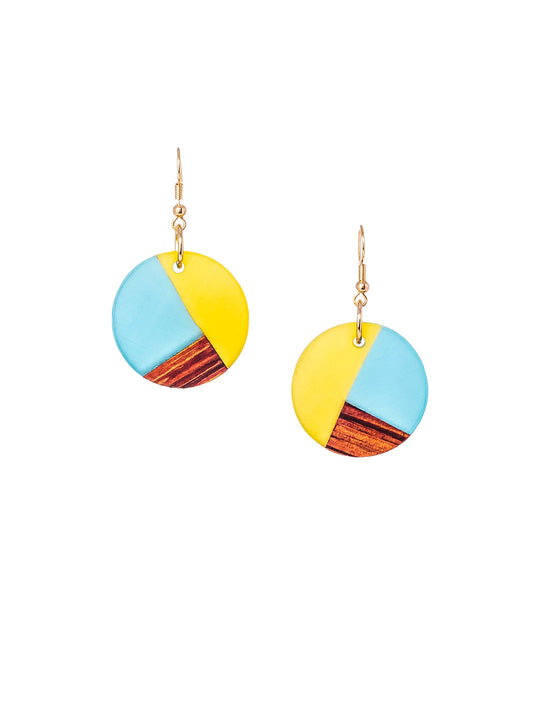 Gianna Circle Earrings - Blue & Yellow