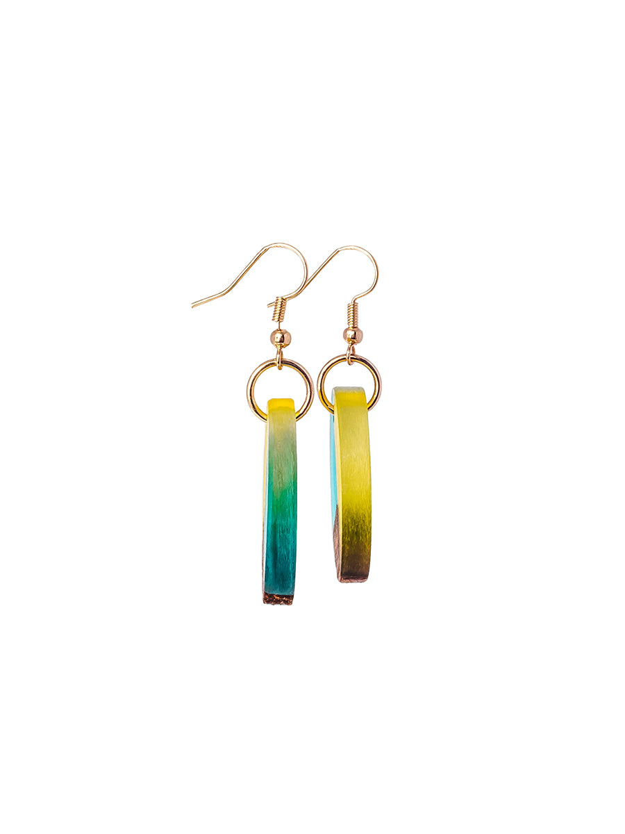 Gianna Circle Earrings - Blue & Yellow