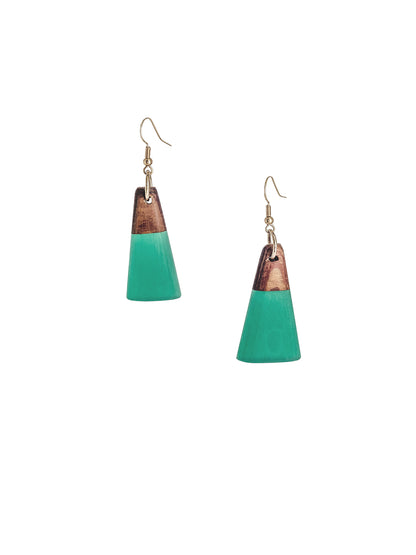Jade Domed Drop Earrings - Teal