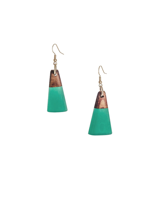 Jade Domed Drop Earrings - Teal