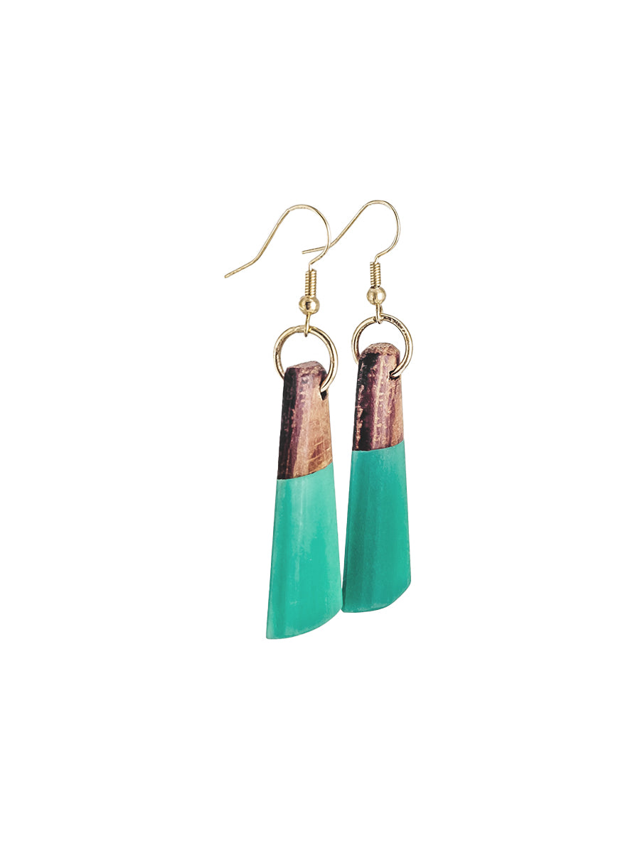 Jade Domed Drop Earrings - Teal