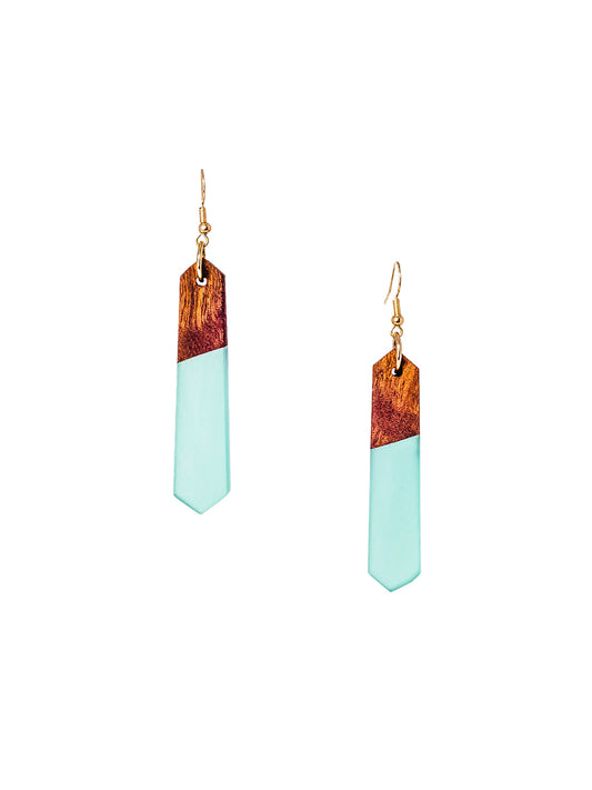 La Playa Long Hexagonal Earrings - Teal