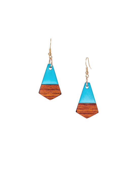 Lola Geometric Drop Earrings - Blue