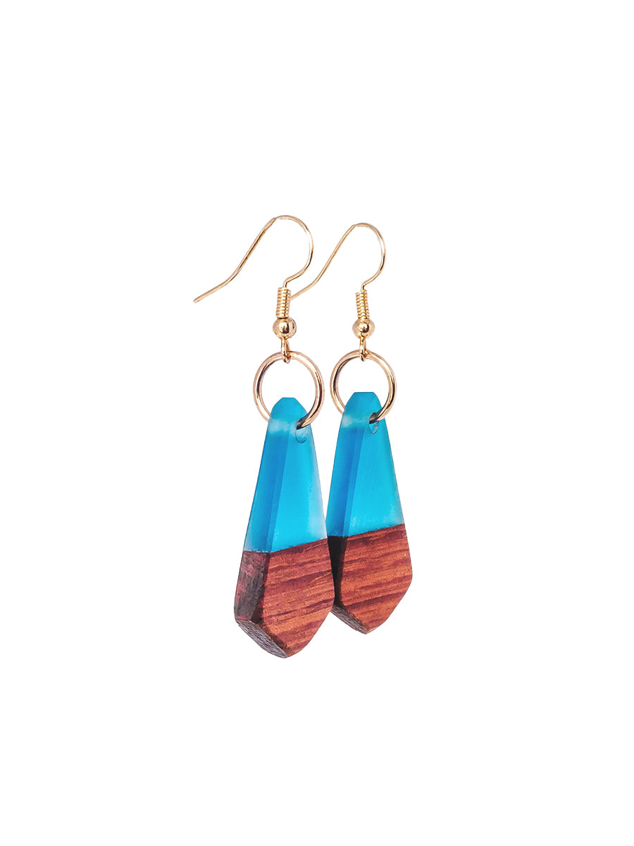 Lola Geometric Drop Earrings - Blue