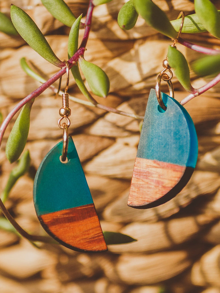 Luna Half-Circle Earrings - Blue