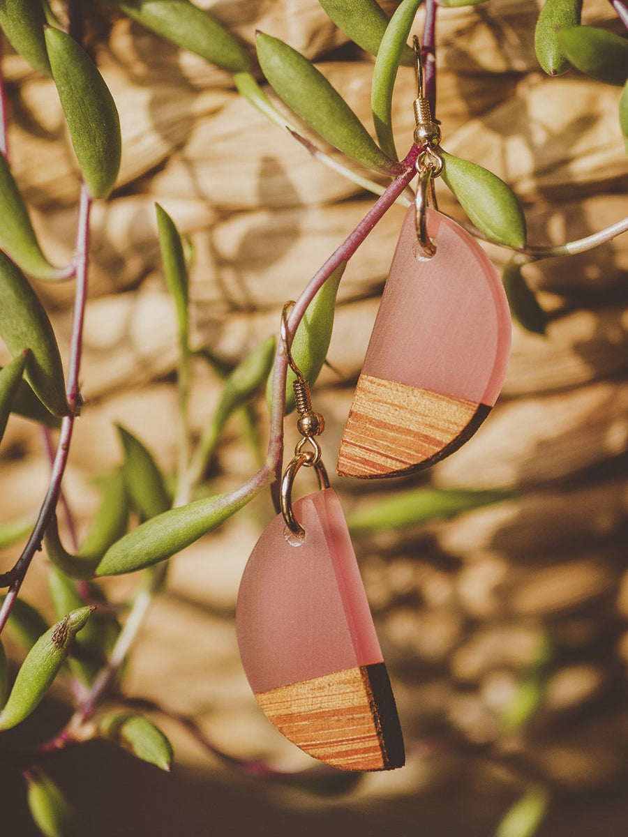 Luna Half-Circle Earrings - Pink