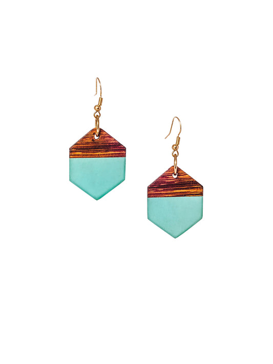 Rowena Hexagonal Earrings - Teal