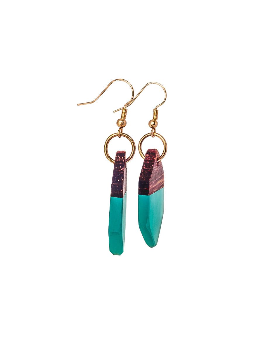 Rowena Hexagonal Earrings - Teal
