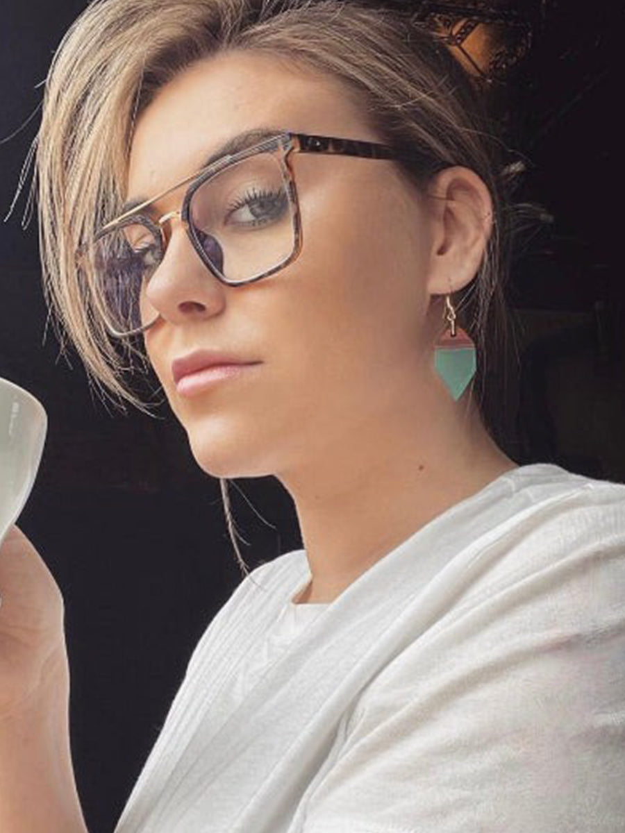 Rowena Hexagonal Earrings - Teal