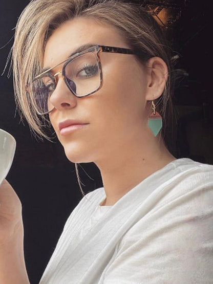 Rowena Hexagonal Earrings - Teal