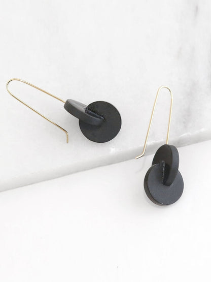 Double Circle Earrings - Black