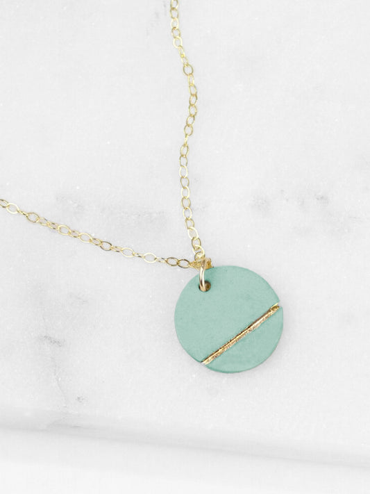 Simple Circle Pendant - Sage