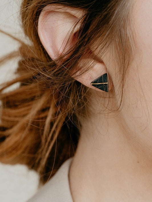 Triangle Studs - White