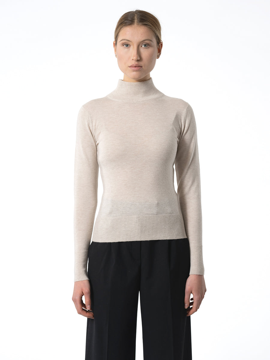 Merino Turtleneck Sweater - Almond White