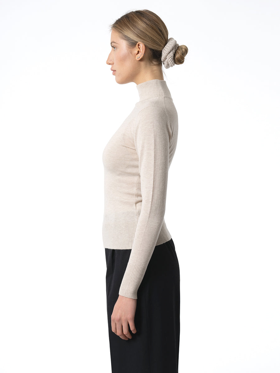 Merino Turtleneck Sweater - Almond White