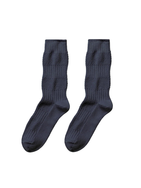 Textured Stripe Socks - Navy