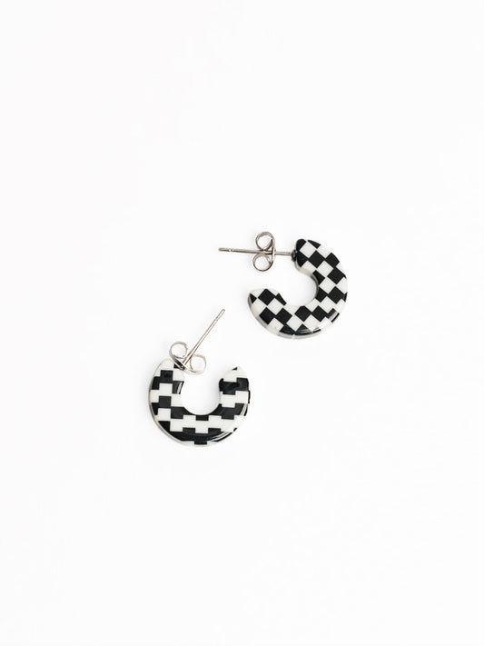 Mali Earring - Black & White Checkered