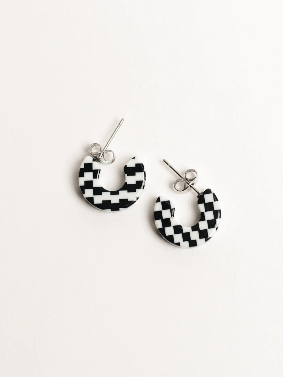 Mali Earring - Black & White Checkered