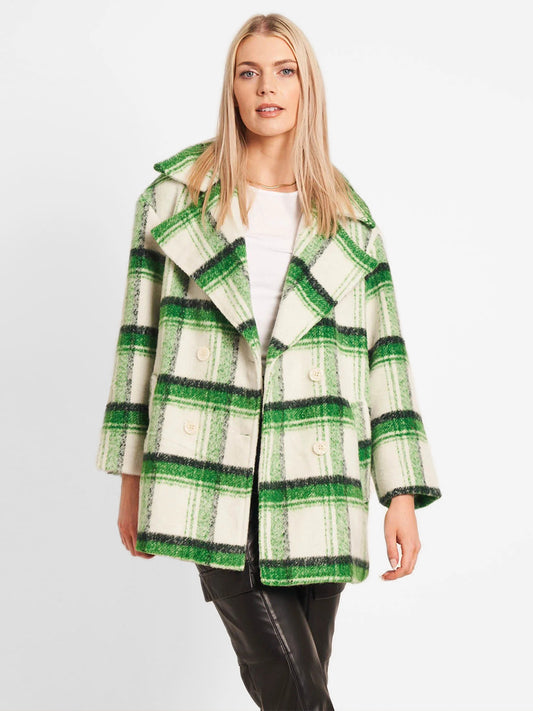 Andrea Wool Coat - Green Check